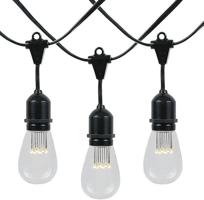 100 Foot S14 Edison Outdoor String Lights – Suspended - Commercial Grade - Backyard Garden Gazebo – Cafe Market | Lumora