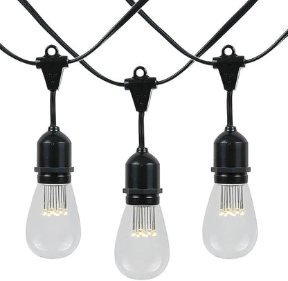 100 Foot S14 Edison Outdoor String Lights – Suspended - Commercial Grade - Backyard Garden Gazebo – Cafe Market String Lights – Vintage Patio String Lights – Black Wire - 50 S14 LED Bulbs