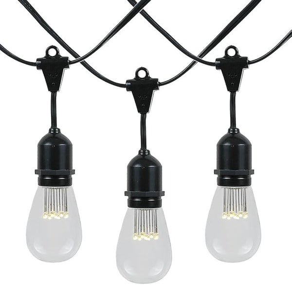 100 Foot S14 Edison Outdoor String Lights – Suspended - Commercial Grade - Backyard Garden Gazebo – Cafe Market | Lumora