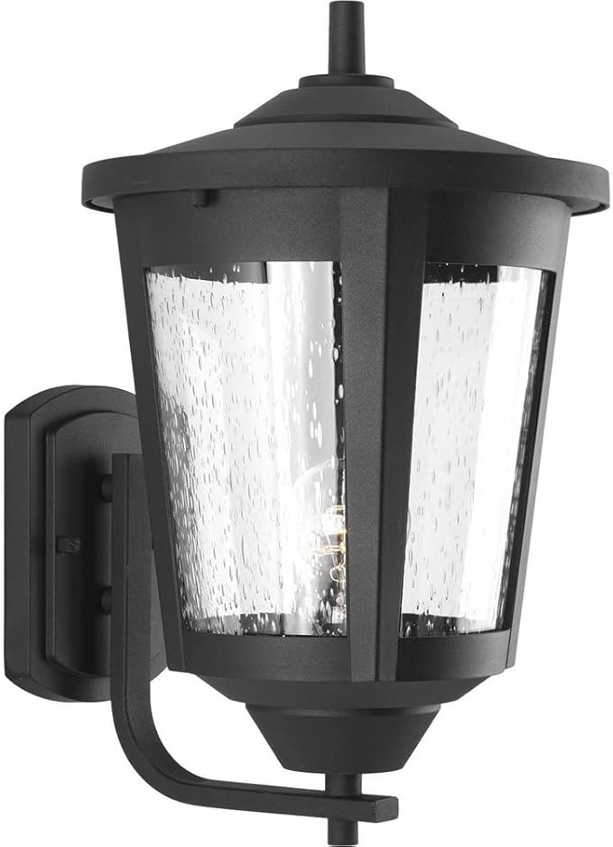 Progress Lighting East Haven Collection 1-Light Clear Seeded Glass Transitional Outdoor Large Wall Lantern Light | Lumora
