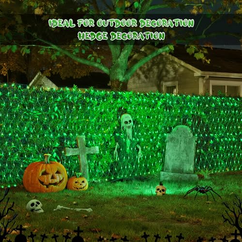 JMEXSUSS 200 LED Green Net Lights Plug in, 9.8ft x 6.6ft Connectable Christmas Net Lights Outdoor, Green Bush Light for Christmas Tree Halloween Garden Decor