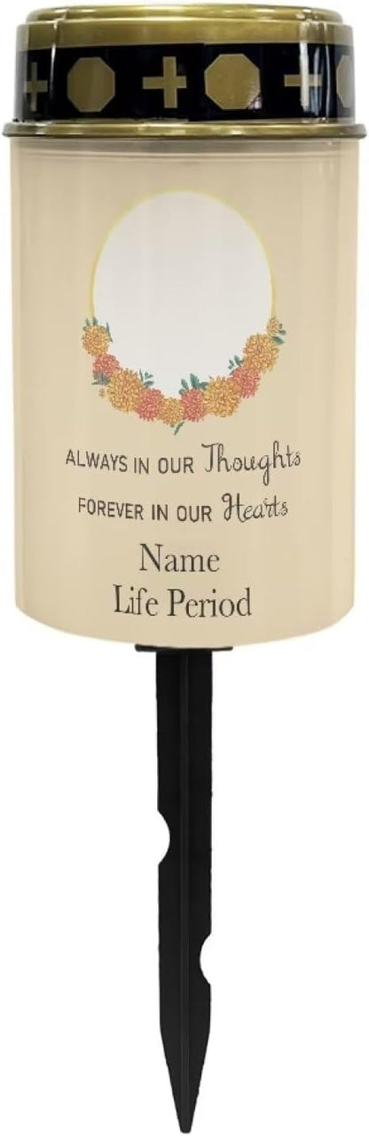 Solar Grave Lights Custom Photos for Commemoration, Personalized Photos Solar Memorial Lights Decor Candle Lamp Solar Power Grave Lights