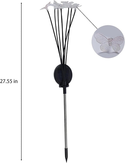 Solar Garden Lights Outdoor Waterproof，2 Pack of 16 LEDs Solar Butterfly Lamp for Courtyard, Garden, Balcony, Terrace, Lawn.