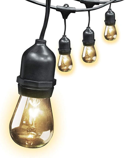 Feit Electric 72041 30 Foot Heavy-Duty Weather Resistant Decorative Indoor and Outdoor 10 Sockets Incandescent String Lights, 30', 11W, Dimmable,Black