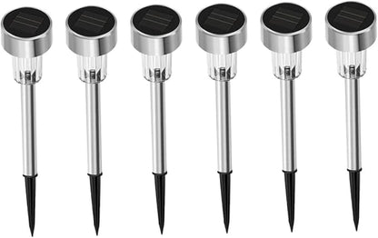 ibasenice 6pcs Solar Path Lights Durable Stainless Steel Landscape Lamp for Outdoor Garden and Driveway Decoration Design for Easy Ground Installation
