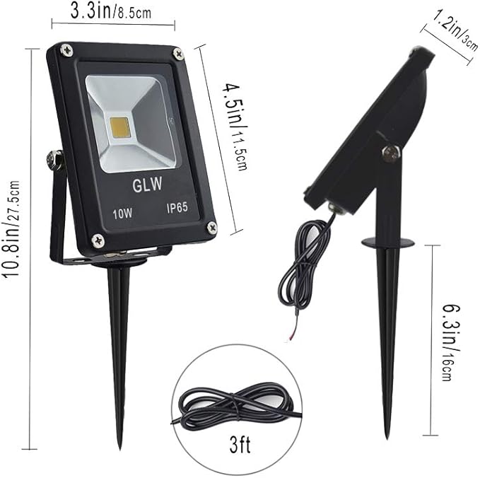 10W LED Landscape Lights 12V Low Voltage Outdoor Spotlights Warm White 3000K IP65 Waterproof with Spike Stand for | Lumora