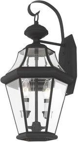 Livex Lighting 2261-02 Outdoor Wall Lantern with Clear Beveled Glass Shades, Polished Brass | Lumora