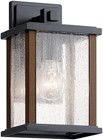 Kichler Marimount 11" 1 Light Outdoor Wall Light with Clear Ribbed Glass in Black | Lumora