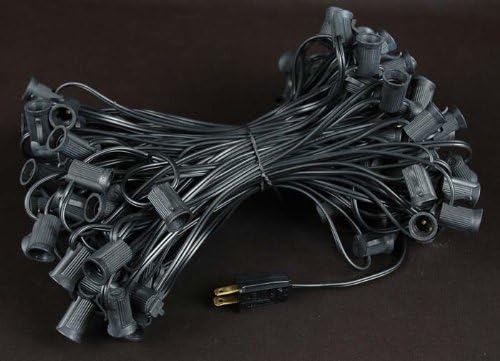 G50 Patio String Lights with 125 Frosted Globe Bulbs – Outdoor String Lights – Market Bistro Café Hanging String Lights – Patio Garden Umbrella Globe Lights - Black Wire - 100 Feet