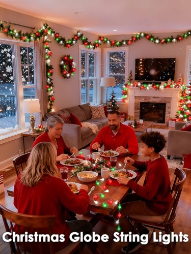 Connectable 100LED 43FT Red White and Green Christmas String Lights Indoor