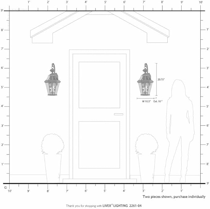 Livex Lighting 2261-02 Outdoor Wall Lantern with Clear Beveled Glass Shades, Polished Brass | Lumora