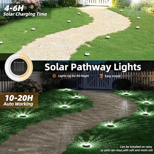 VOLISUN Solar Ground Lights Outdoor,3 Pack Flat Solar Pathway Lights