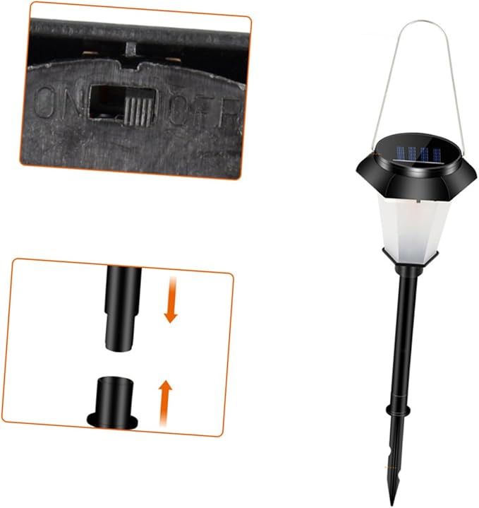 Operitacx Outdoor Solar Powered Simulated Flame LED Landscape Light Portable Standing Light for Garden Pathway and Patio Black