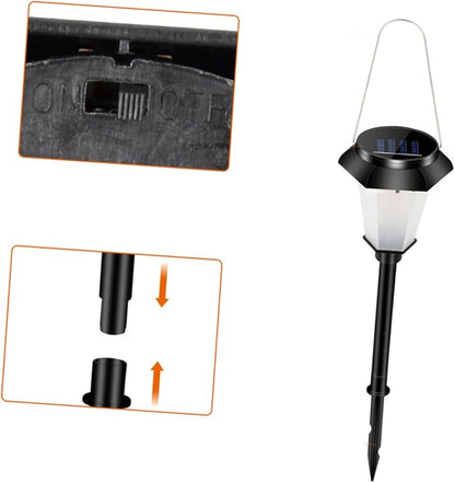 Operitacx Outdoor Solar Powered Simulated Flame LED Landscape Light Portable Standing Light for Garden Pathway and Patio Black