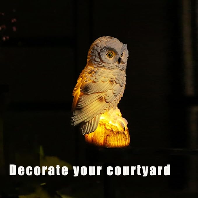 Solar Lights Outdoor, Decorative Animal & Flower Shaped Landscape Lights with Warm/Colorful LED, Auto On/Off Waterproof Solar Powered Decor for Yard Lawn Patio Gift Idea (Warm-Owl-1Pack)