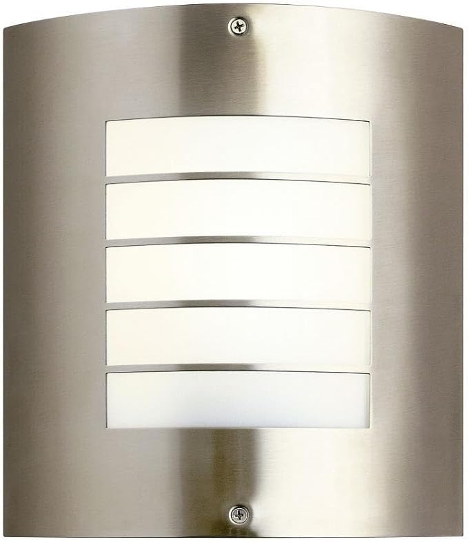 Kichler Newport 10.25" 1 Light Outdoor Wall Light with White Acrylic Diffuser in Brushed Nickel | Lumora