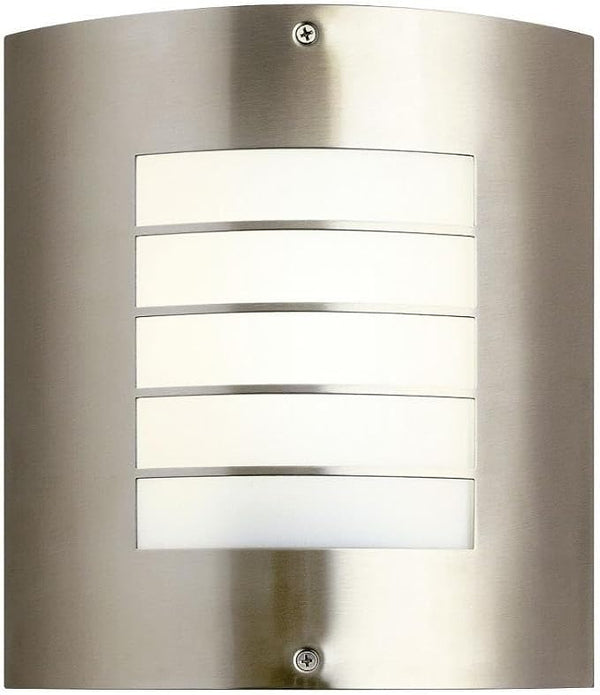 Kichler Newport 10.25" 1 Light Outdoor Wall Light with White Acrylic Diffuser in Brushed Nickel | Lumora
