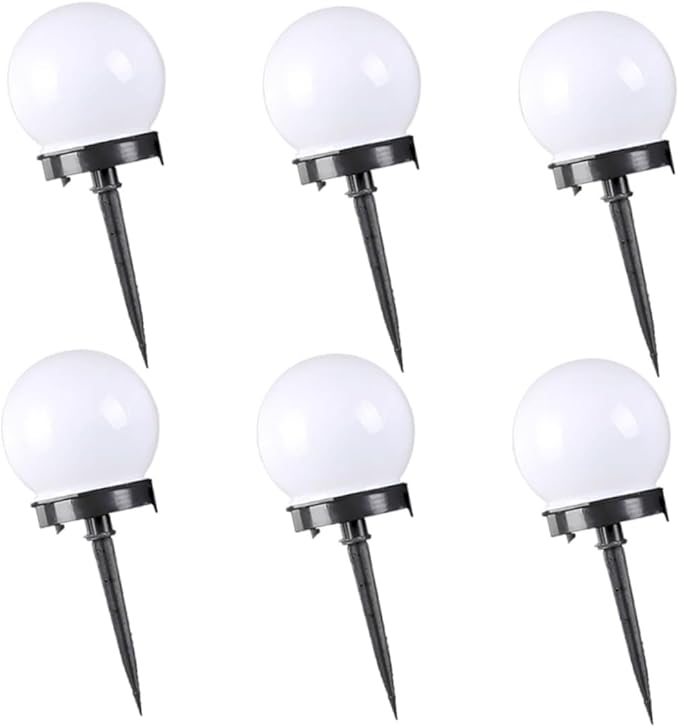 balacoo 6Pcs Solar Round Grass Lights Outdoor Plug Light Durable Lawn Lighting for Garden Pathway and Road Use Easy to Install Ground Bulb Lights