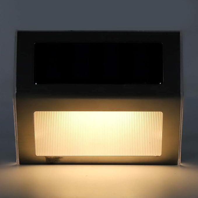 Walfront Solar Step Lights, LED Outdoor Stair Lights, Stainless Steel, Warm White, IP65 Waterproof, 4 LED, for | Lumora
