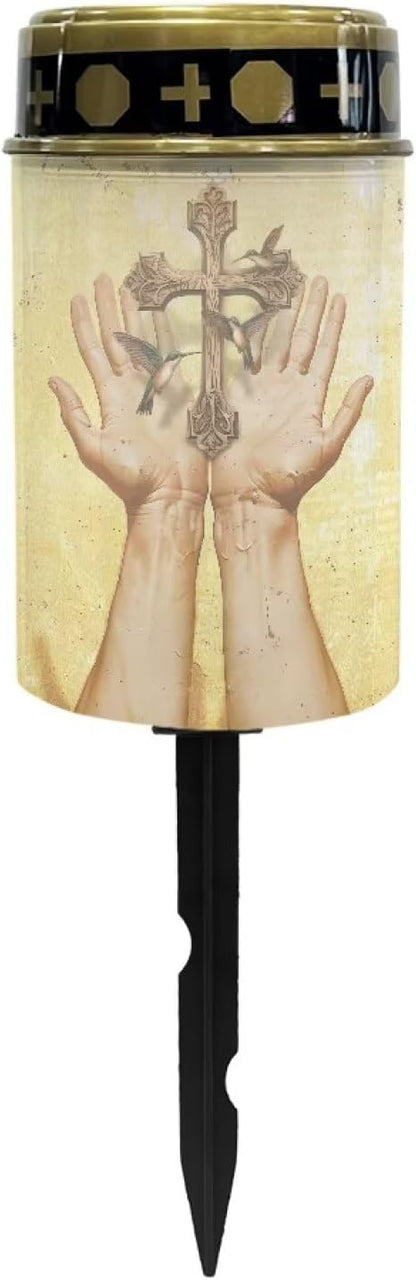 ZOUTAIRONG Solar Cross for Cemetery Grave,2 PackSolar Garden Lights Solar Garden Lights Outdoor Solar Pathway Lights Outdoor Cemetery Solar Lights for Grave Solar Lights for Cemetery Gravesite