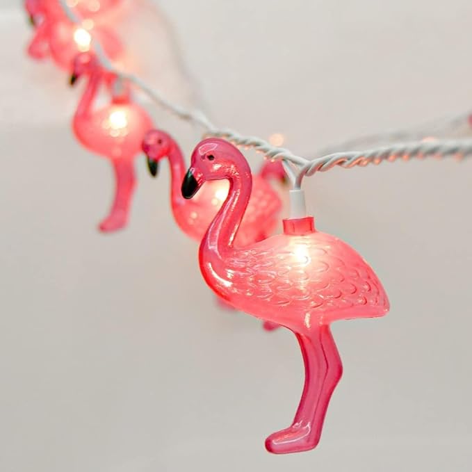 GOOTHY 8.5Ft Pink Flamingo String Lights, Summer Patio Outdoor String Lights with 10 Mini Flamingo Lights, Plug in Decorative Fairy Lights UL Listed for Bedroom Party Birthday Wedding Holiday Decor