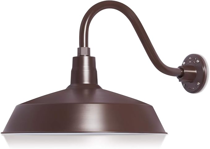 17in. Architectural Bronze Outdoor Gooseneck Barn Light Fixture With 14.5 in. Long Extension Arm - Wall Sconce | Lumora
