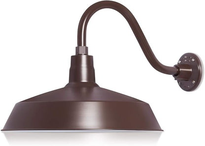 17in. Architectural Bronze Outdoor Gooseneck Barn Light Fixture With 14.5 in. Long Extension Arm - Wall Sconce Farmhouse, Vintage, Antique Style - UL Listed - 9W 900lm A19 LED Bulb (5000K Cool White)