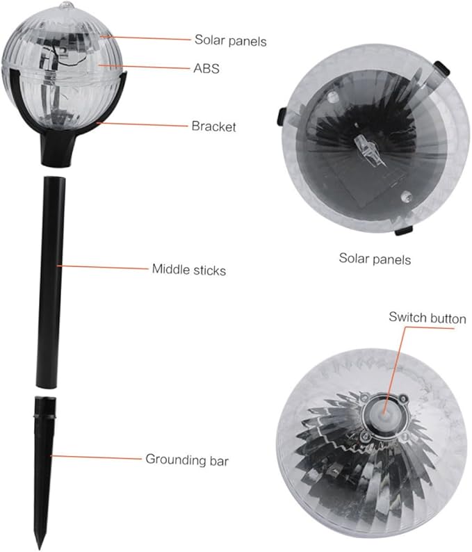 Homoyoyo 2pcs Solar Lawn Lights Solar Powered Garden Path Lights with Colorful LED for Yard and Patio Decoration