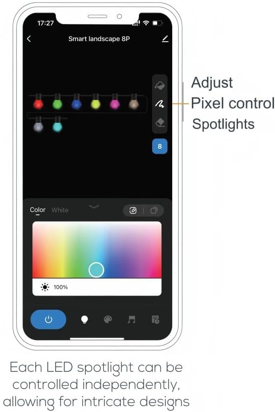 ZYAN APP Control Die-Cast Aluminum RGB Landscape Spotlights with Remote Control, Color Changing Music Sync Timer | Lumora