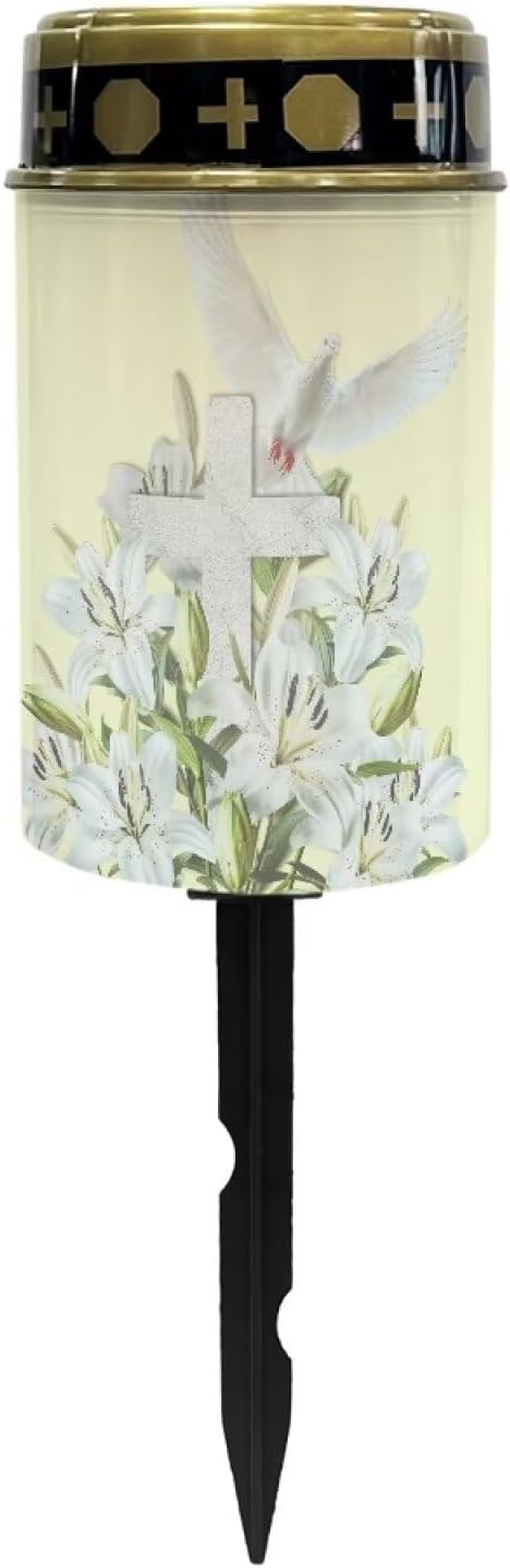 Cross Lily Pigeon Solar Cross Lights Cemetery Solar Lights for Grave Decorations Outdoor,Memorial of Mother,Unique Gardening Gifts for Lawn Yard Garden Decor