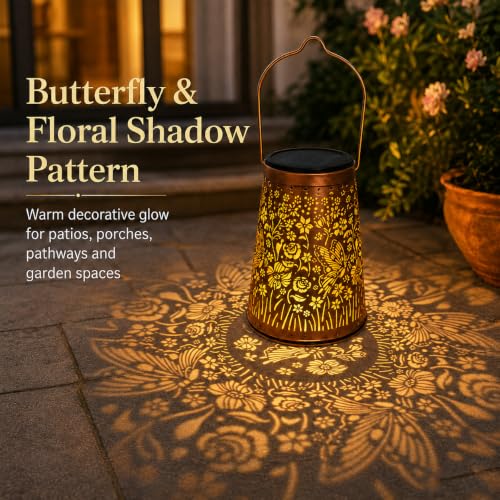 LeiDrail Butterfly Solar Lanterns, Outdoor Hanging Garden Lights, 2 Pack