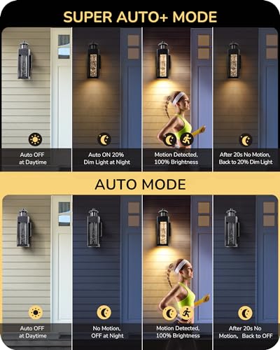 EDISHINE Motion Sensor Dusk to Dawn Outdoor Wall Lights, LED Porch Lights