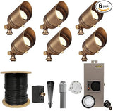 VOLT 12V Brass Fat Boy LED Outdoor Spotlight 6-Pack Kit (Bronze) with 150W Low Voltage Transformer for Landscape | Lumora