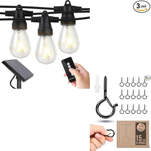 Bundle: 48Ft String Lights + 6Ft Extension Cord:Ambience Pro – Solar Power Remote Control Outdoor String Lights | Lumora