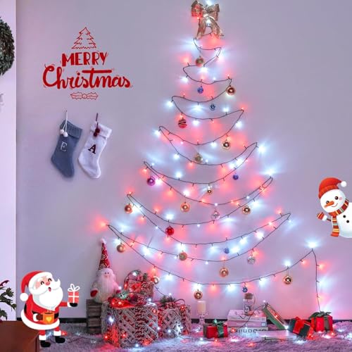 JMEXSUSS 200 LED Red and White Christmas Lights, 66ft String Lights Plug in
