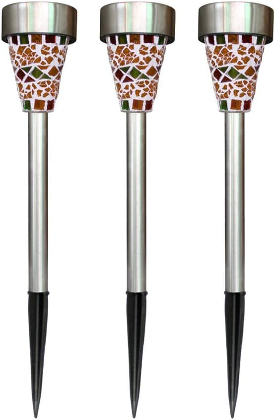 6Pcs Solar Mosaic Border Lawn Garden Lights, LED Mosaic Stake Lights Pathway Landscape Lighting for Patio Walkway | Lumora