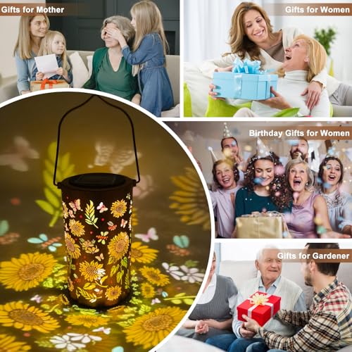 BSGlobal Colorful Sunflower Solar Lanterns Outdoor Hanging Lights