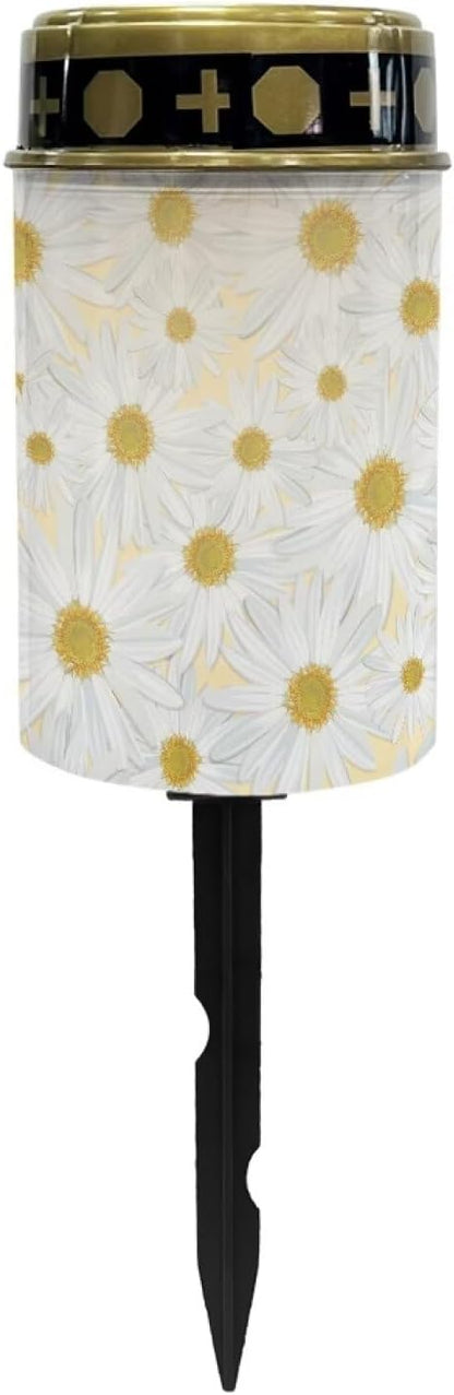 Daisy Solar Garden Lights Outdoor Solar Stake Lights Memorial Cemetery Decorations Driveway Markers for Outside Patio Yard Pathway Gravesite Decor for Loss of Loved One