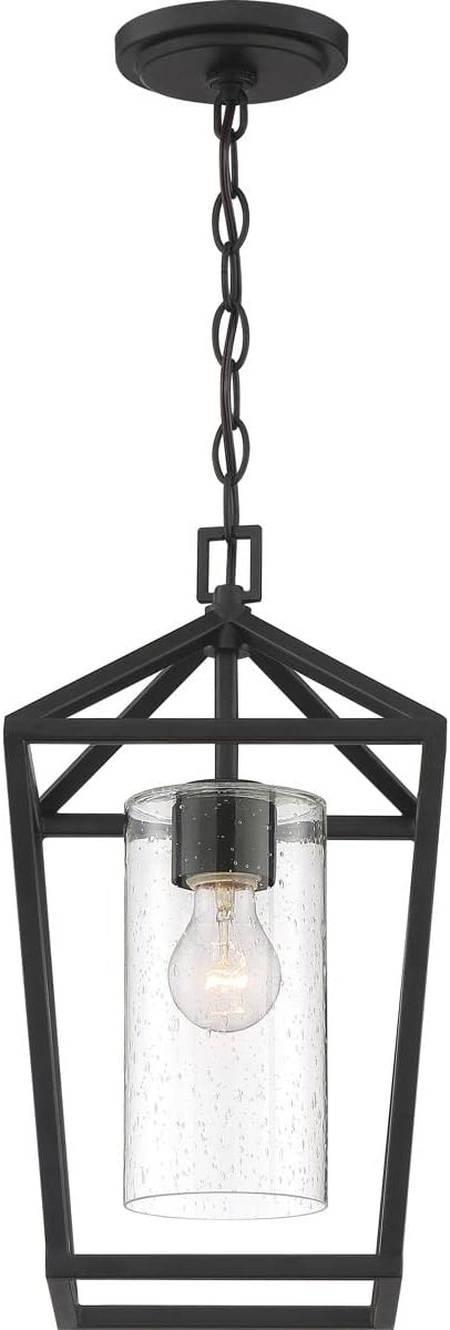 NUVO 60/6594 Hopewell Lighting Fixture, 1Lt Hanging Lantern, Matte Black - Outdoor Wall Light | Lumora