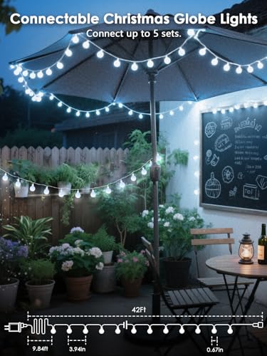 Connectable 43FT 100LED Globe String Lights Indoor, Smart Christmas Lights