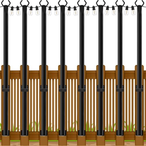 Beizelte 8 Pack 5Ft String Light Poles,Outside String Lights,Outdoor Light Poles,Metal Poles Stand for Patio,Backyard,Deck
