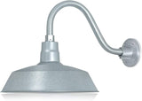 14in. Galvanized Finish Outdoor Gooseneck Barn Light Fixture with 14.5 in. Long Extension Arm - Wall Sconce | Lumora