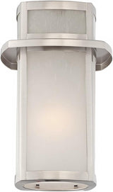 Possini Euro Design Delevan Modern Outdoor Wall Light Fixture Brushed Nickel Steel 11 1/4" Frosted Seedy Glass Damp | Lumora