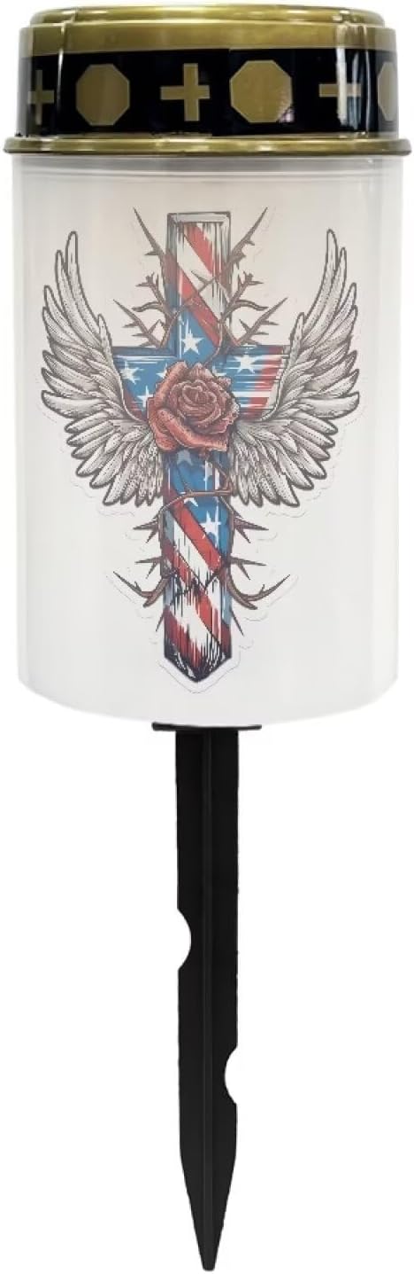 Cross Rose Wing Cemetery Solar Lights Memorial Solar Lights Waterproof Grave Decorations Gifts for Cemetery Home Outdoors Lawn Outdoor Yard Patio