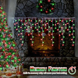 Toodour Red & Green Christmas Icicle Lights, 29.5ft 360 LED Icicle Lights, 8 Modes, 60 Drops, Window Curtain Led Christmas Light, Icicle Twinkle Light for Eaves, Party, Wedding, Xmas Decorations