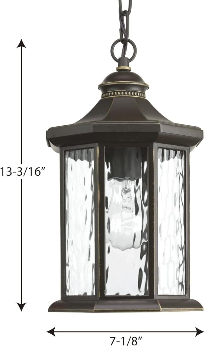 Progress Lighting P6529-20 Traditional/Classic 1-100W Med Hanging Lantern, Antique Bronze, 13.25x7.13x7.13