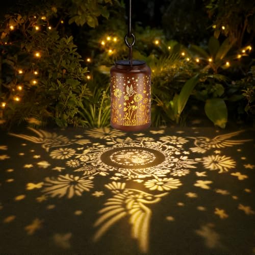 2 Pack Solar Lanterns Outdoor Waterproof Hummingbird, Solar Lights