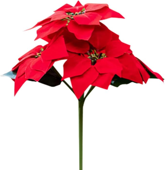 Outdoor Solar Flower Lights,2Pcs15.7Inch Solar Christmas Poinsettia Flower Lights,Waterproof Garden Stake Light Decorative Solar Patio Lawn Lamp for Yard Pathway