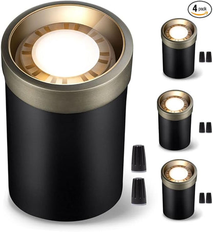 Gardenreet Landscape Well Light - Brass Outdoor Waterproof Low Voltage In-Ground Lighting, Ip65 Wired 12V LED Fixture, Antique Bronze for Wall Lawn Walkway Without PAR36 Bulb