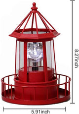 LED Solar Powered Lighthouse, 360 Degree Rotating Lamp Courtyard Decoration Waterproof Garden Smoke Towers Statue | Lumora